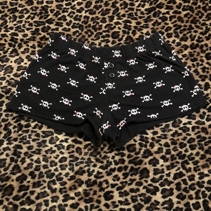 Dame bomullboxershorts med hodeskallemønster Skjora