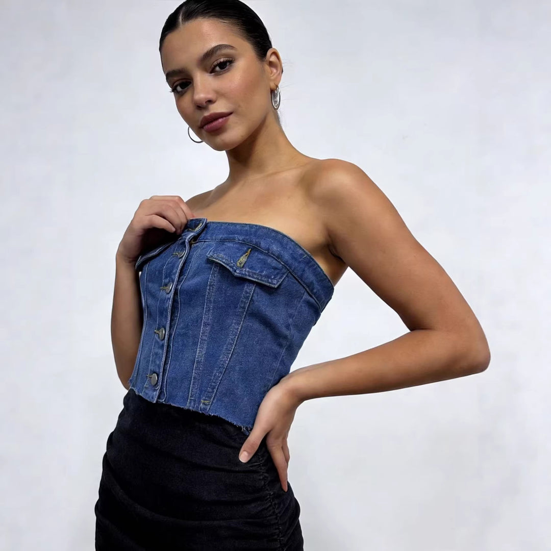 Dame Jeans Bustier Top Skjora