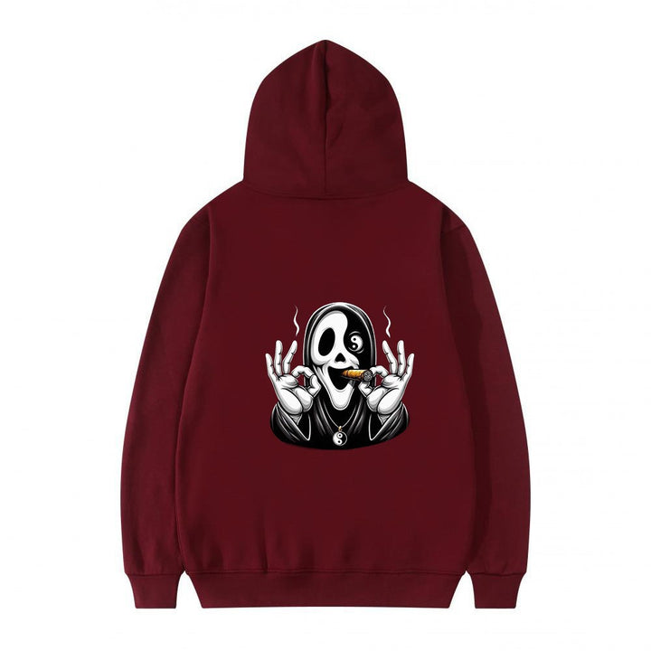 Dame hoodie med kunstnerisk hodeskalleprint og avslappet passform Skjora