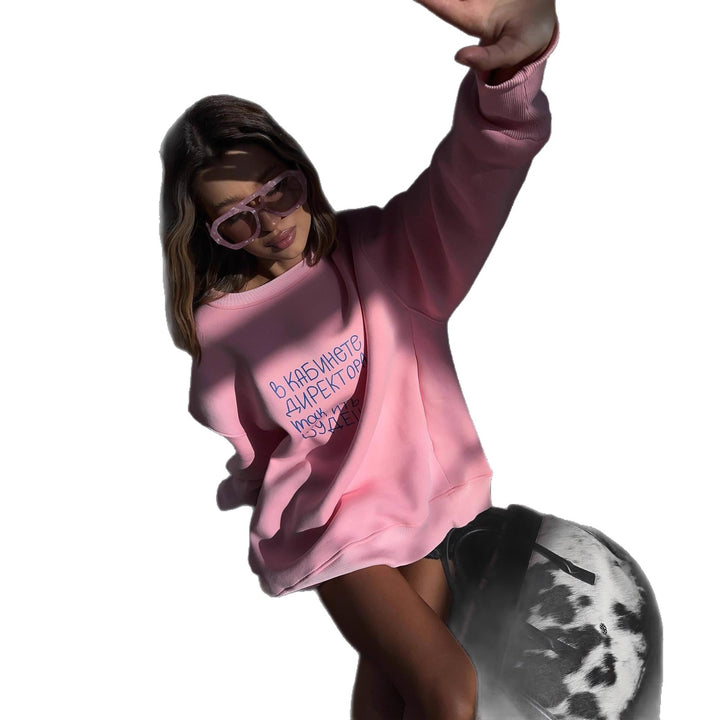 Kvinne Oversized Sweatshirt med Kreativ Skriving Skjora