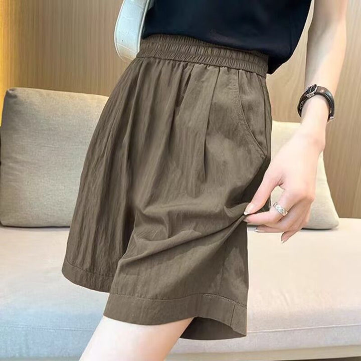 Dame casual shorts med elastisk midje og sidelommer