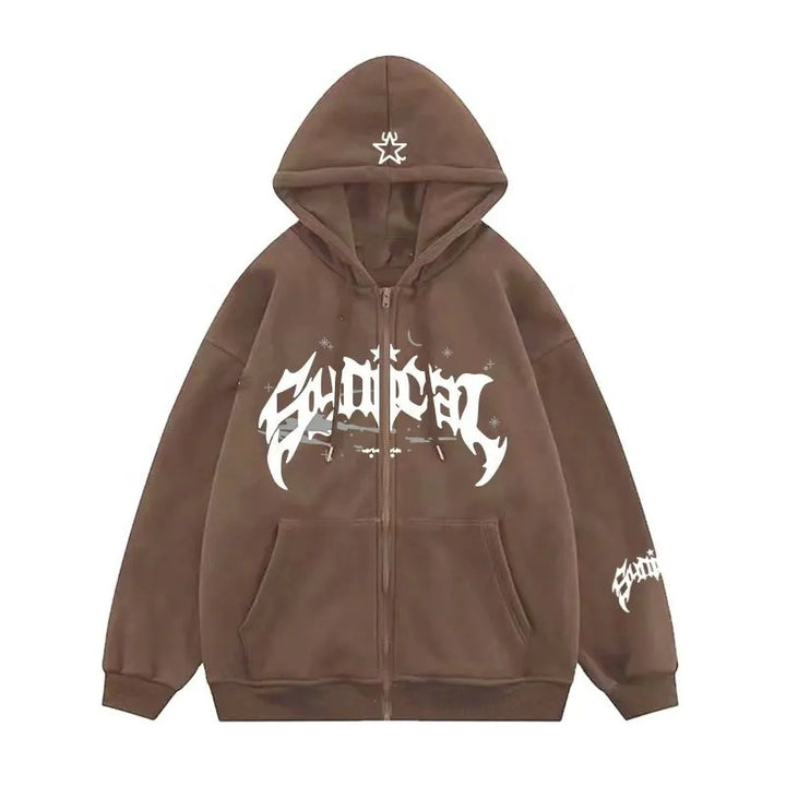 Dame hoodie med urban grafisk element og praktiske lommer Skjora
