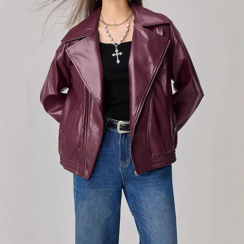 Dames faux skinnjakke i trendy oversized stil med smale glidelåsdetaljer Skjora
