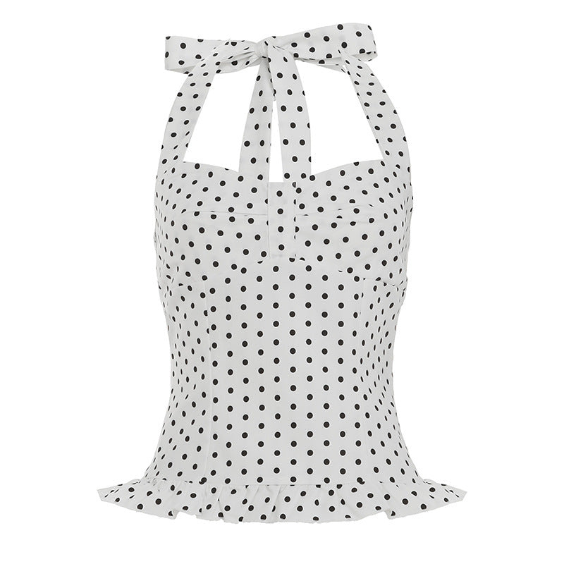 Dame Lekker Polka-Dots topp med stilige volanger avslutning Skjora