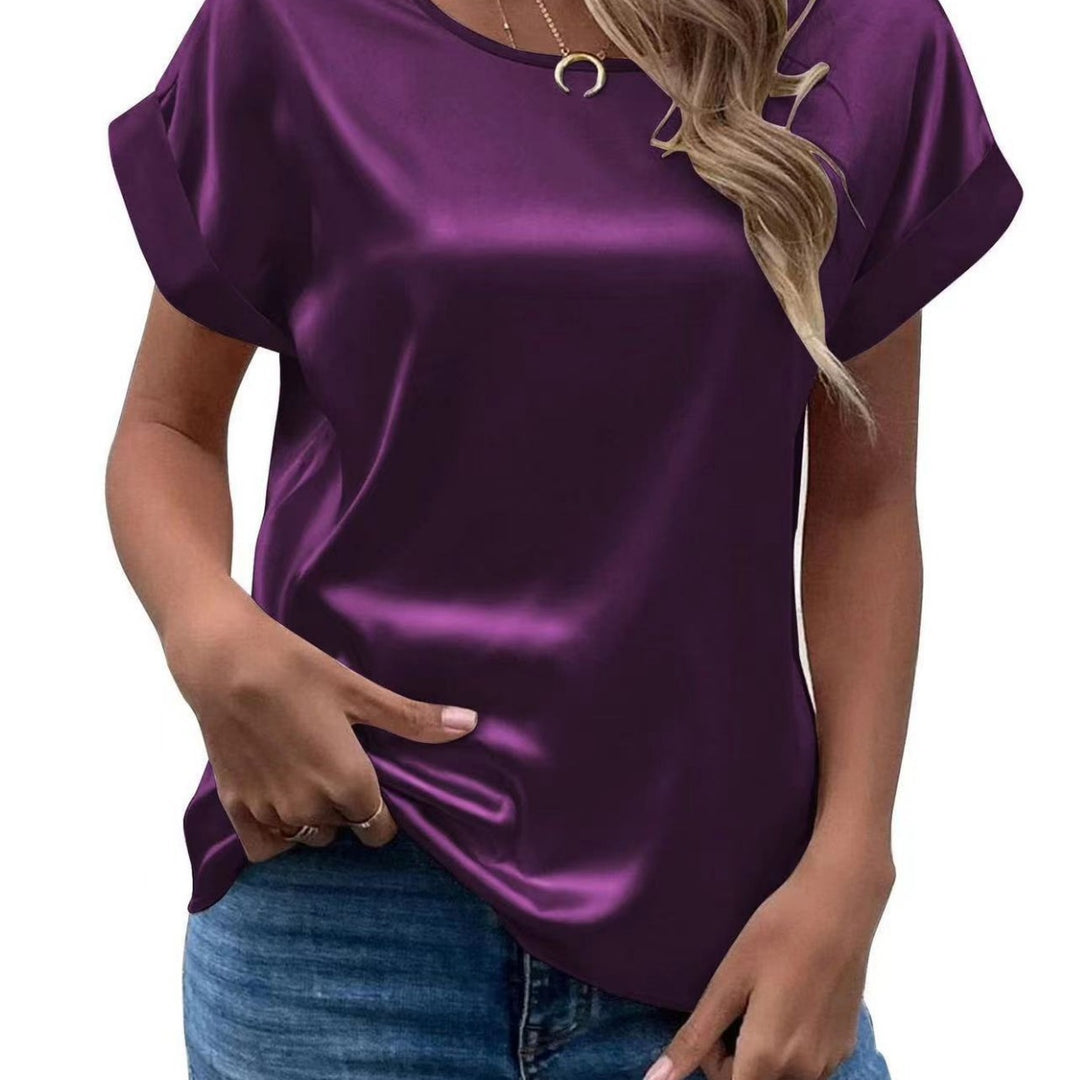 Dame Satin T-skjorte med elegante detaljer Skjora