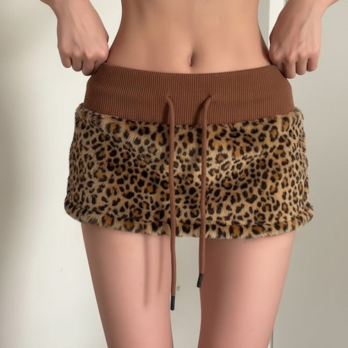 Dame trendy kosekjole med leopardtrykk og elastisk belte Skjora
