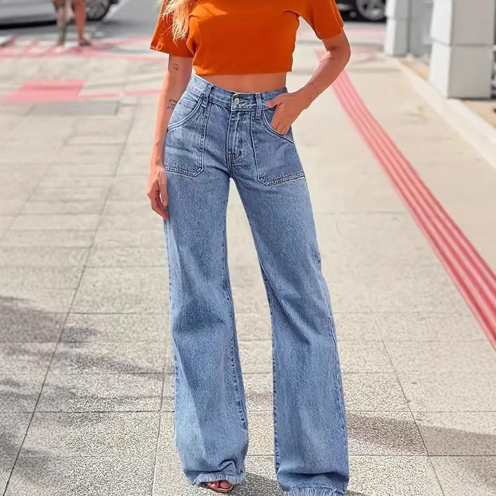 Kvinne brede jeans med frayed hem Skjora