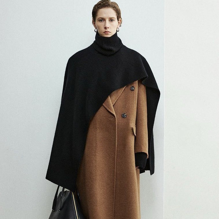 Dame elegant og moderne poncho med ekstra stor krage Skjora