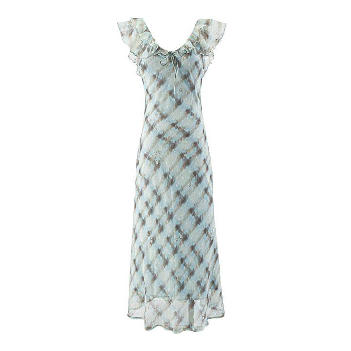 Women's Maxi Dress with Beautiful Ruffles and Elegant Tie Skirts