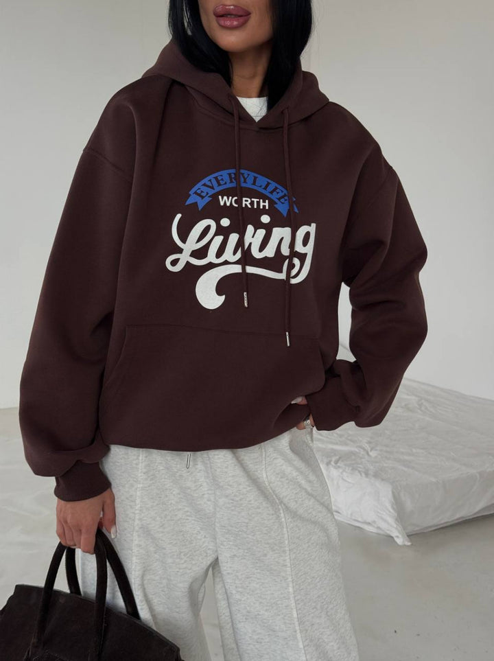 Dame casual hettegenser med originaltrykk og oversized snitt Skjora