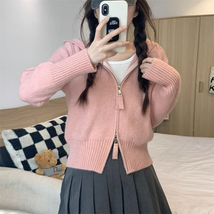 Dame cardigan med høy-kvalitet stoff og moderne glidelås Skjora