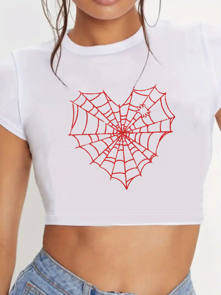 Dame Crop-Top med innovativt spindelnett-design Skjora