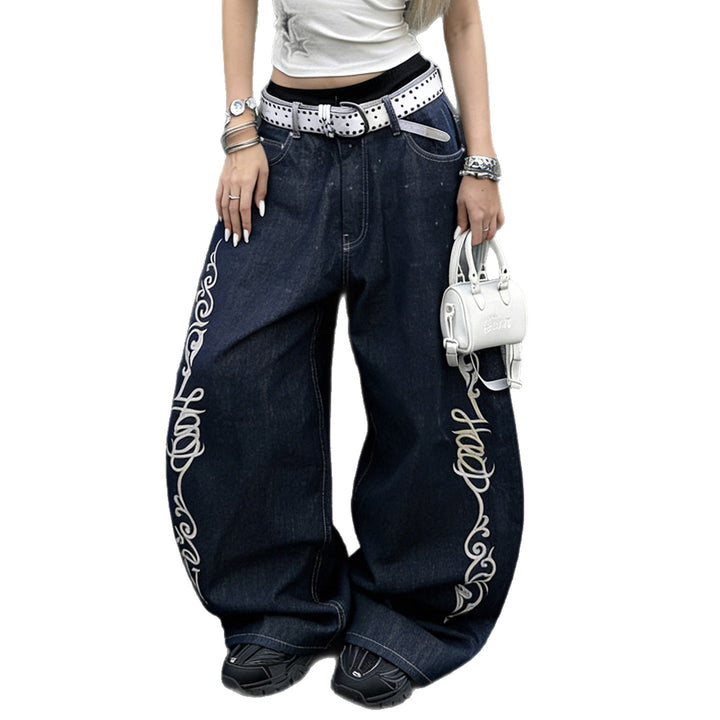 Damevidde jeans med elegante kunstverk Skjora