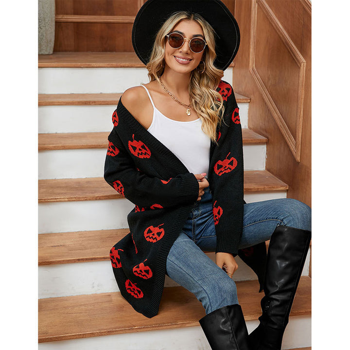 Dames cardigan med Halloween motiv Skjora