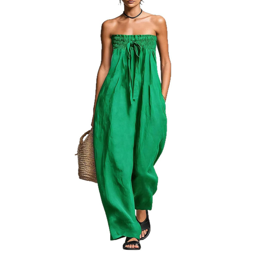 Dame Løs jumpsuit med elastisk overdel og vid ben Skjora