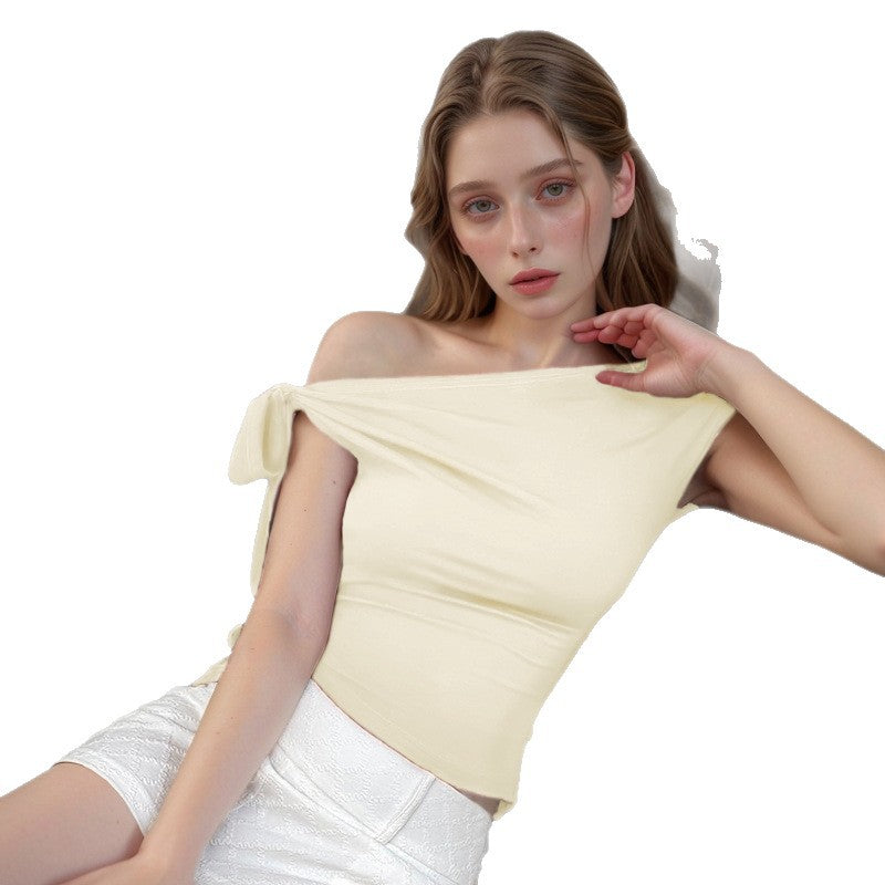Dame Off-Shoulder topp med dekorativ sidelacing Skjora