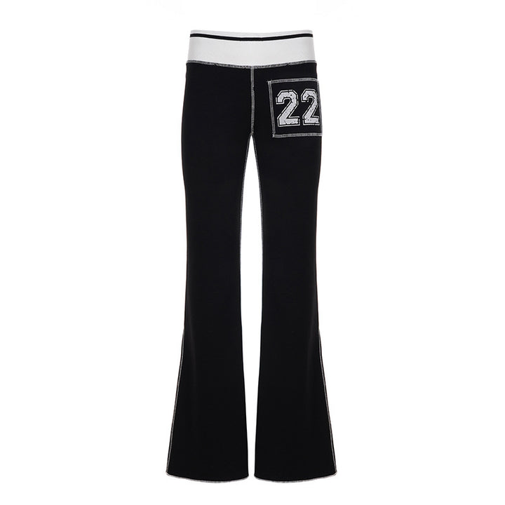 Dame Motemessige Bootcut-bukser med elastisk linning og sporty applikasjoner Skjora