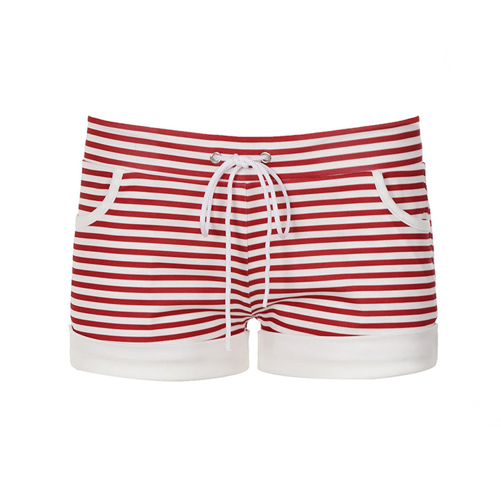Dame Strandshorts med moderne stripemønster og elastisk midje Skjora