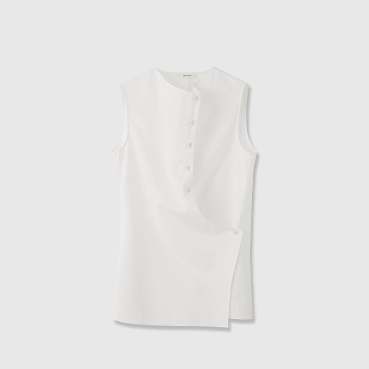 Dame Elegant ermeline skjorte med asymmetrisk snitt Skjora