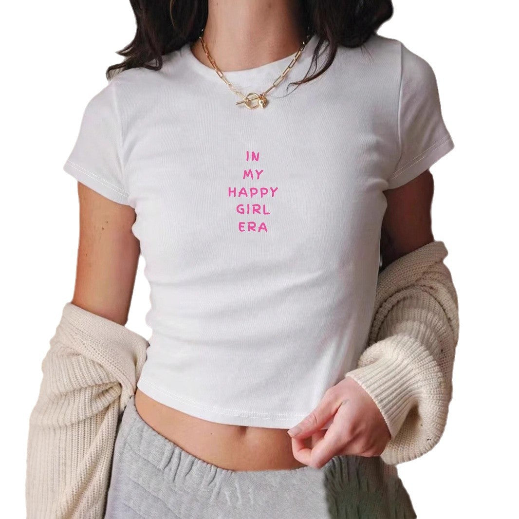 Dame Crop Top med 90-talls trykk Skjora