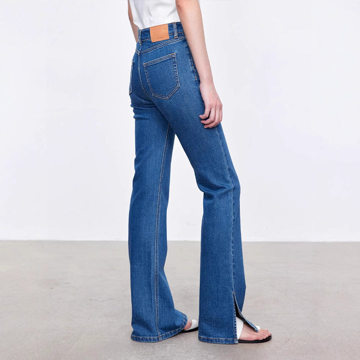 Kvinnelige bootcut jeans i vintage stil med høy midje Skjora