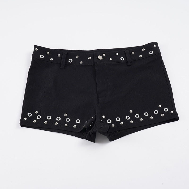 Dame Fashion Shorts med dekorative metalløyer Skjora