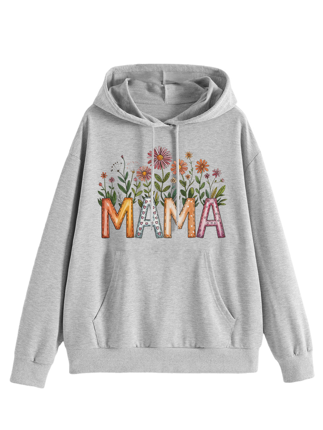 Dame hoodie med blomstertrykk og inspirerende tekst Skjora