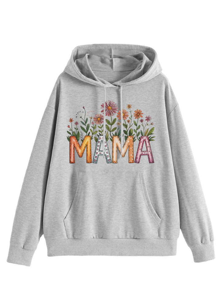 Dame hoodie med blomstertrykk og inspirerende tekst Skjora