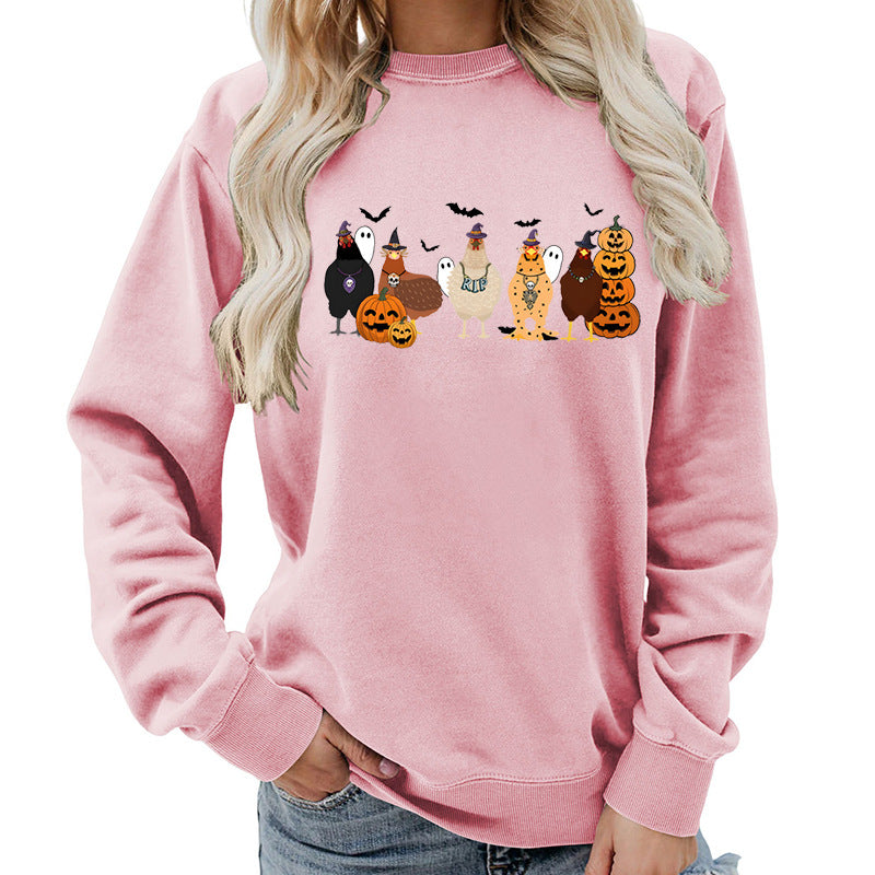 Dame sweatshirt med muntert Halloween-motiv Skjora