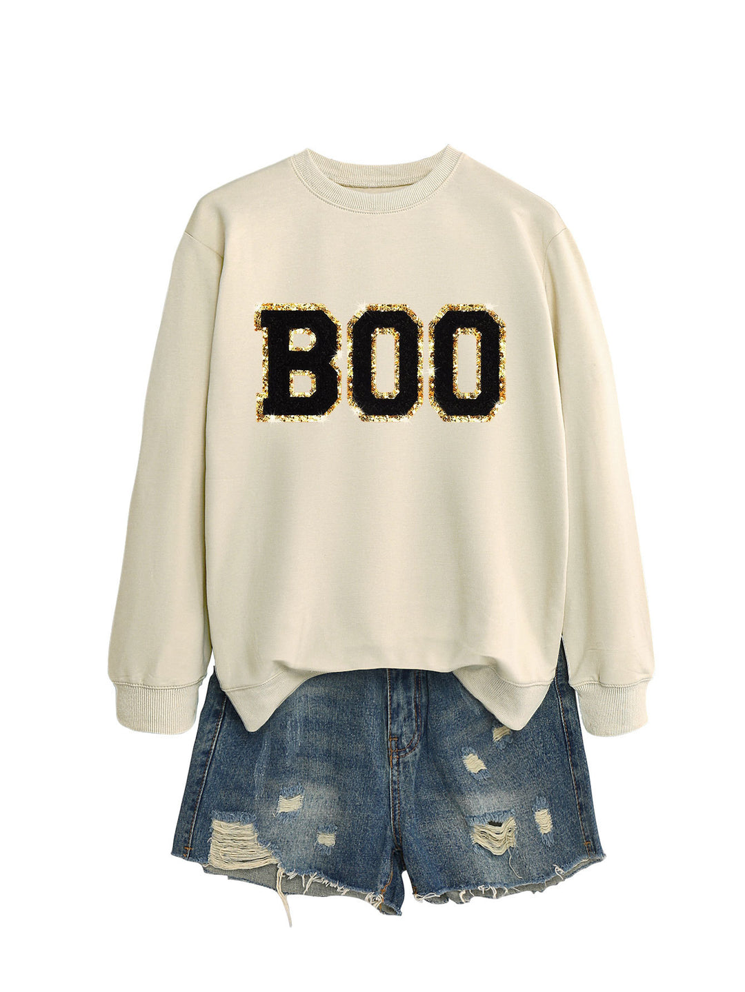 Damer sweatshirt med glitrende trykk Skjora