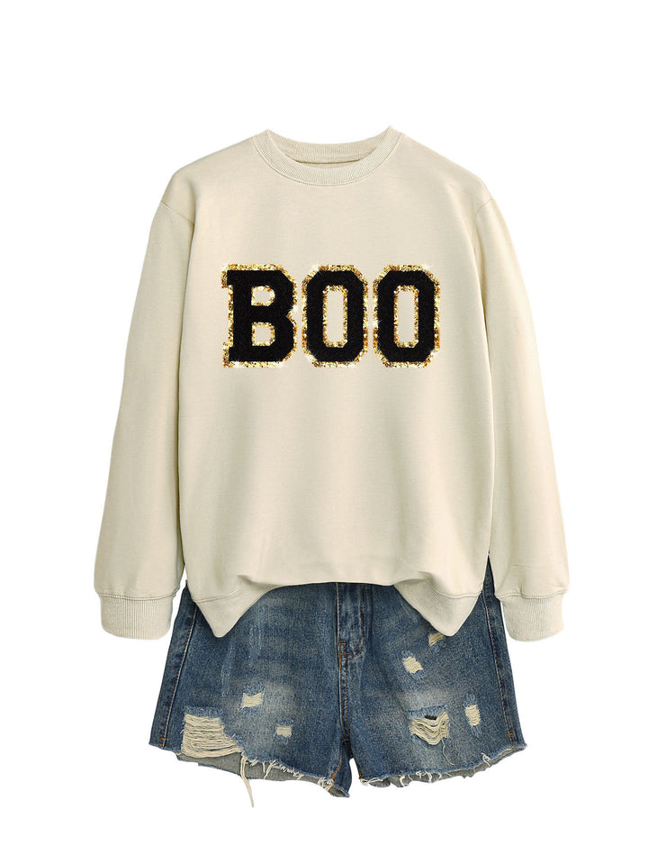 Damer sweatshirt med glitrende trykk Skjora