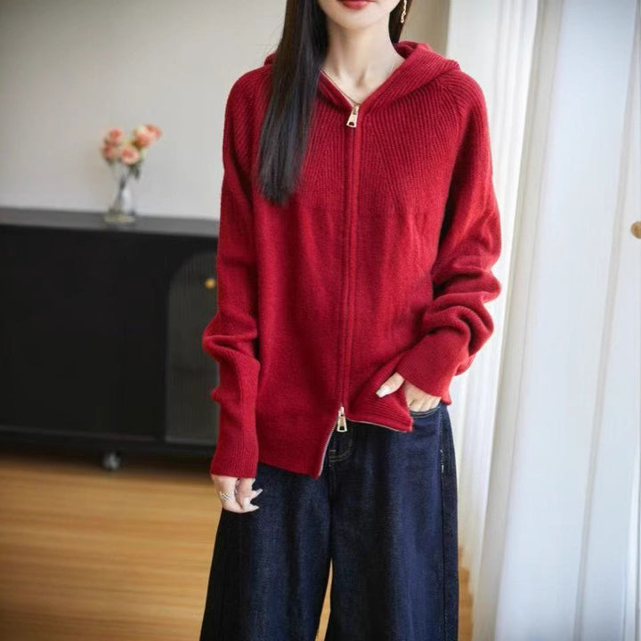 Women's hooded cardigan with zipper Skjora