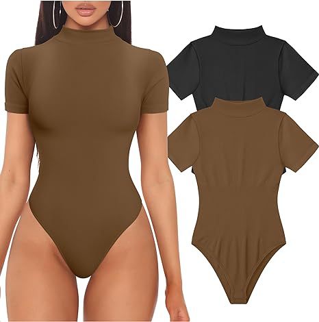 Dame kortermet bodysuit med høy krage Skjora