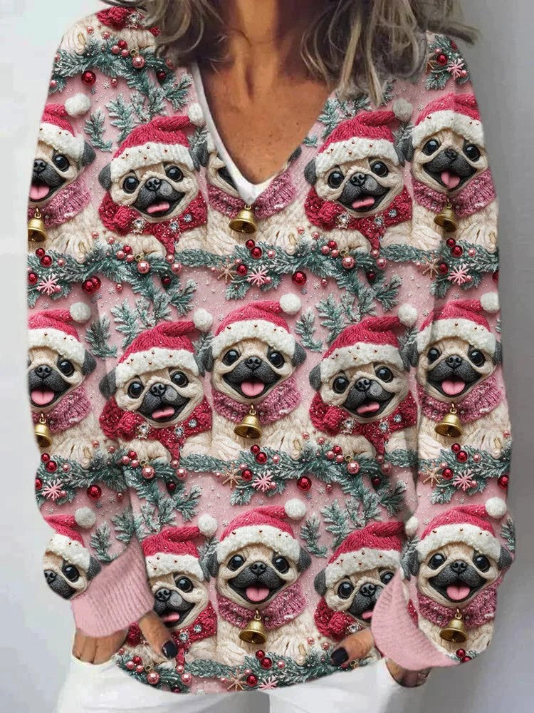 Ladies knitted sweater with detailed landscape pattern Skjora