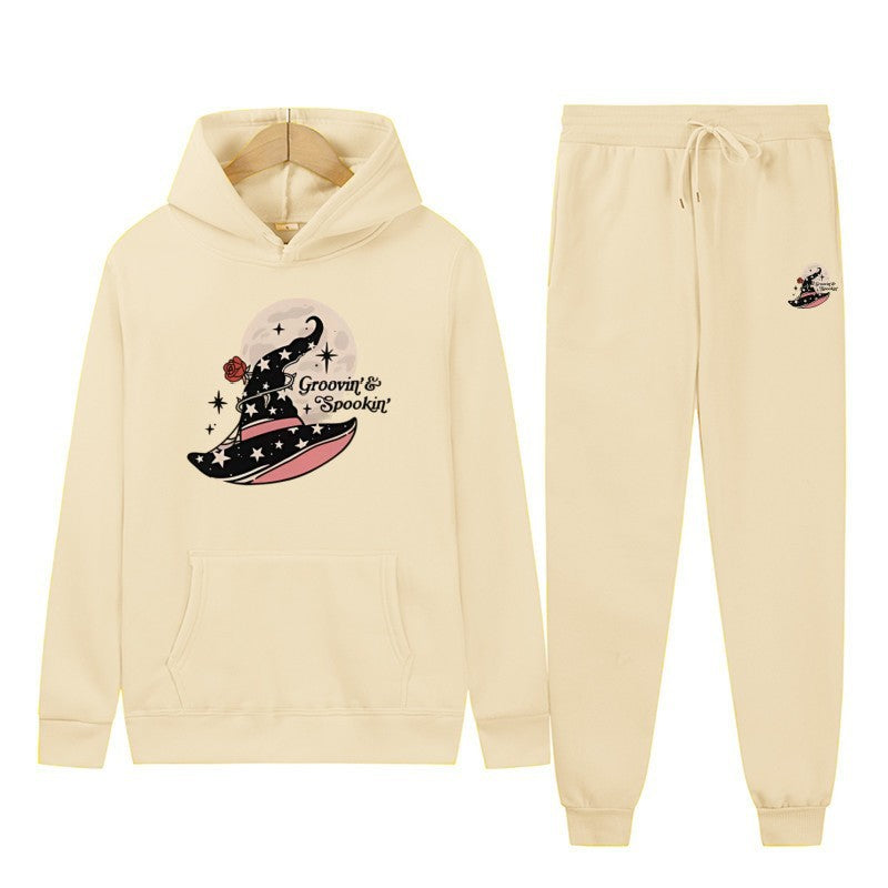 Kvinne hettegenser og joggebukse sett med kult Halloween-design Skjora