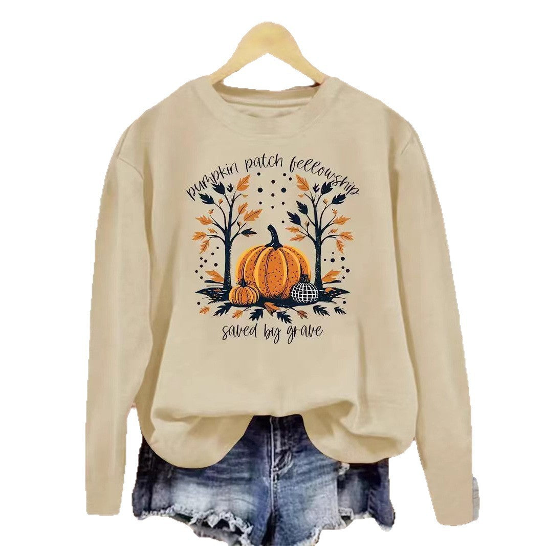 Dame sweatshirt med høst gresskar design og avslappet passform Skjora