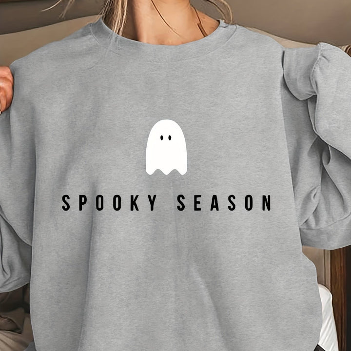 Damer sweatshirt med morsomt spøkelsemotiv og vid kutt Skjora