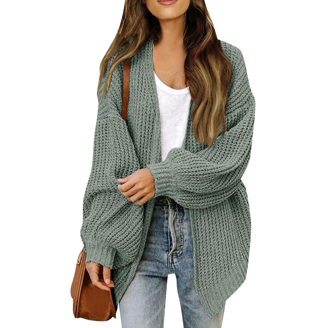 Kvinne chunky strikket cardigan med en avslappet passform og senkede skuldre Skjora