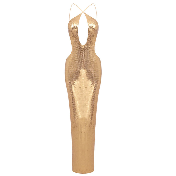 Damer Elegant kveldsdrakt med dyp V-hals og skimrende materiale Skjora
