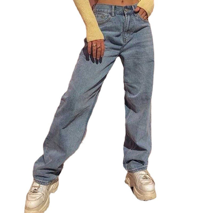 Dame vidde høyt liv jeans med avslappet snitt og moderne accenter Skjora