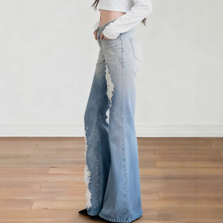 Dame Schlagjeans med trendy Destroyed-detaljer og komfortabel passform Skjora