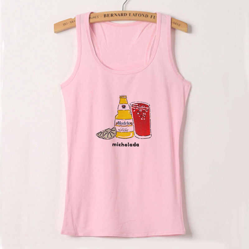 Dame Tanktop med leken gastronomi-motiv Skjora