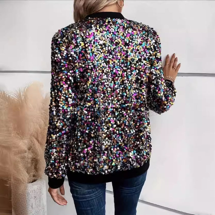 Dame funksjonell jakke med glitrende paljettdesign og komfortable mansjetter Skjora