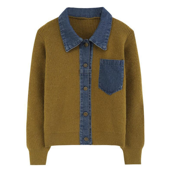 Kvinne cardigan med denimdetalj Skjora