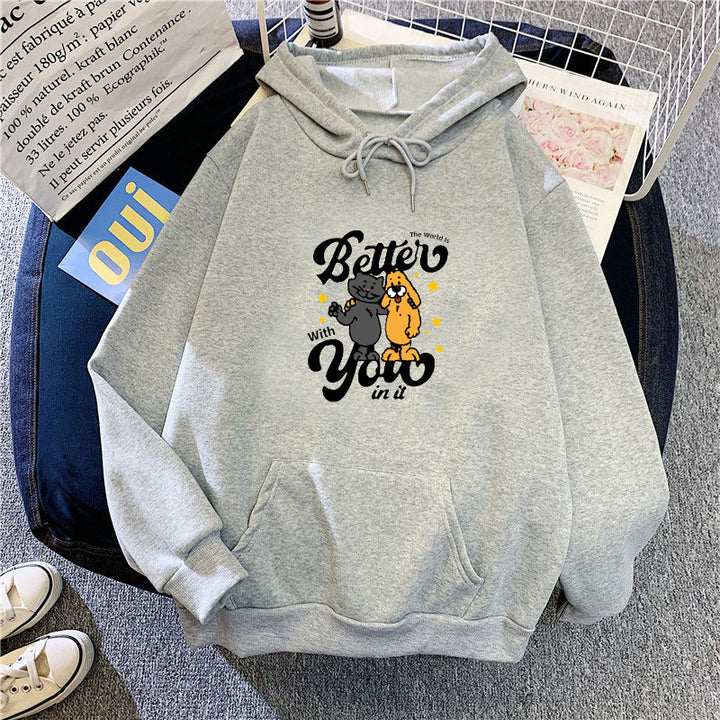 Damen Kapuzenpullover mit verspieltem Tiermotiv Skjora