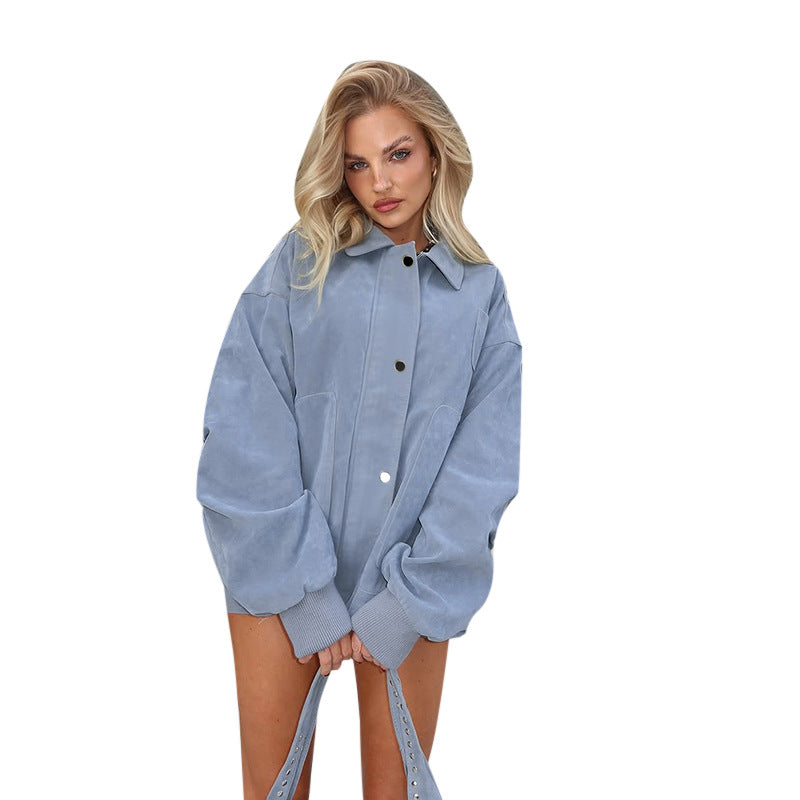 Kvinnes oversized blazerjakke med en avslappet snitt laget av mykt materiale