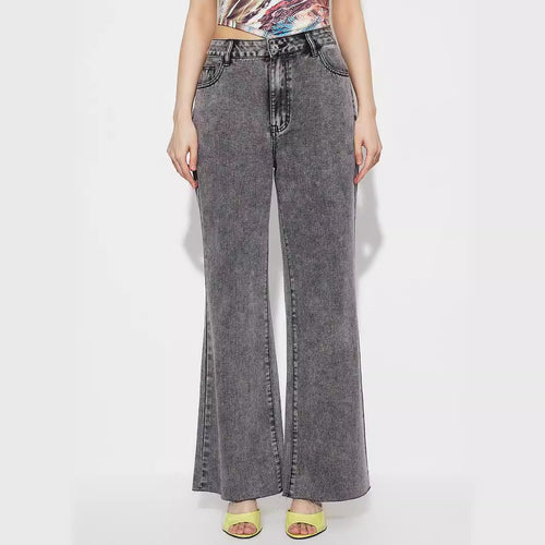 Kvinne Flared Jeans med Høy Midje og Detaljerte Sømmer Skjora
