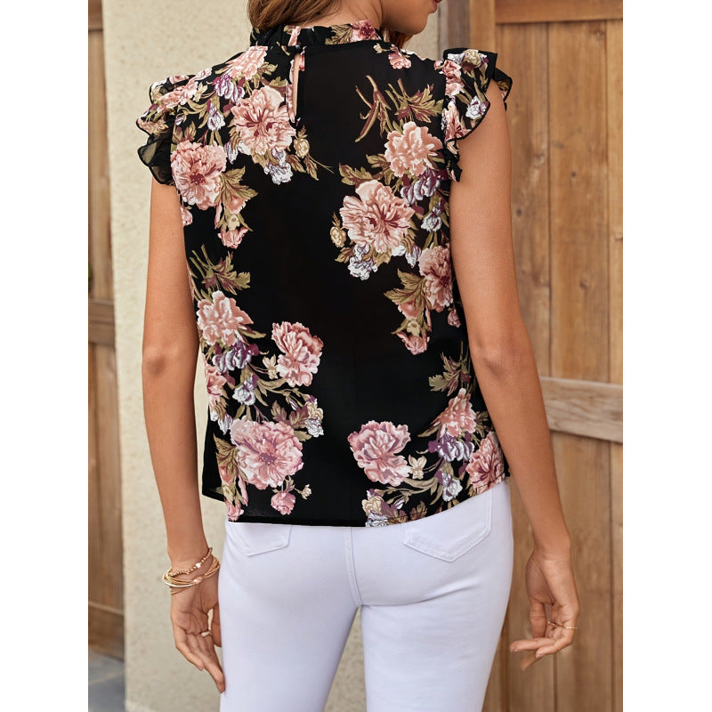 Dame blomsterskjorte med peplum-design Skjora