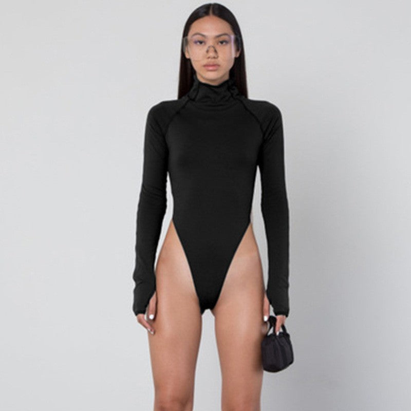 Women's long-sleeved bodysuit with high neck and flattering fit Skjora