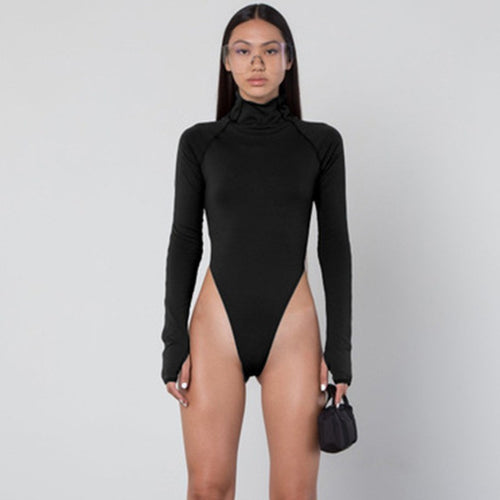 Women's long-sleeved bodysuit with high neck and flattering fit Skjora